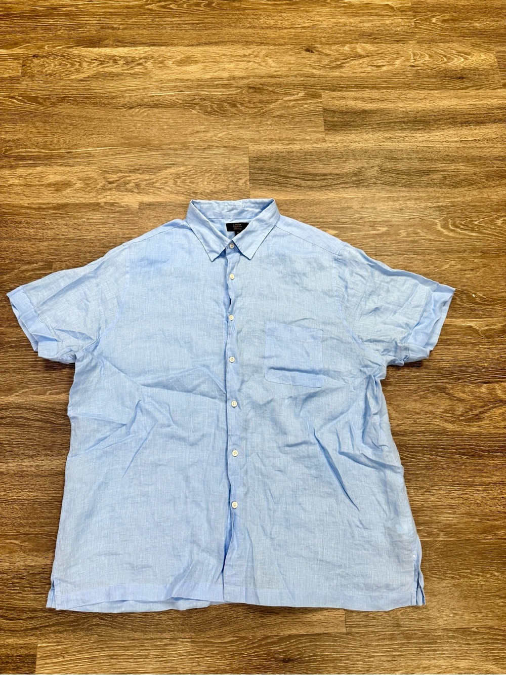 Club Room Luxury Men's XXL Blue 100% Linen Short Sleeve Button Up Shirt